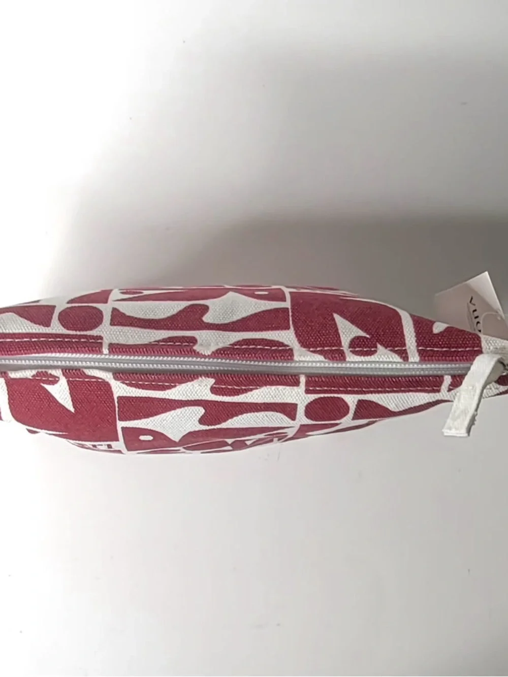 Vuori Burgundy & White Graphic Canvas Cosmetic Pouch